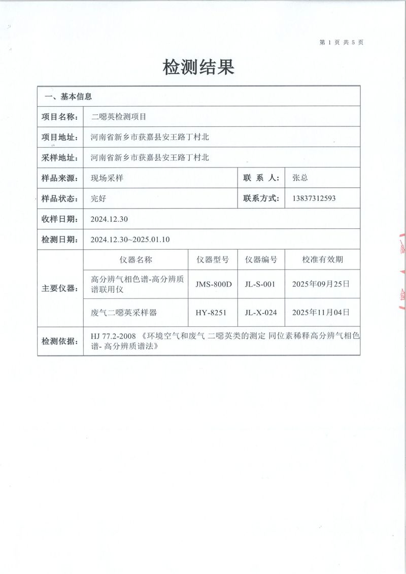 2024年二噁英檢測(cè)報(bào)告-2